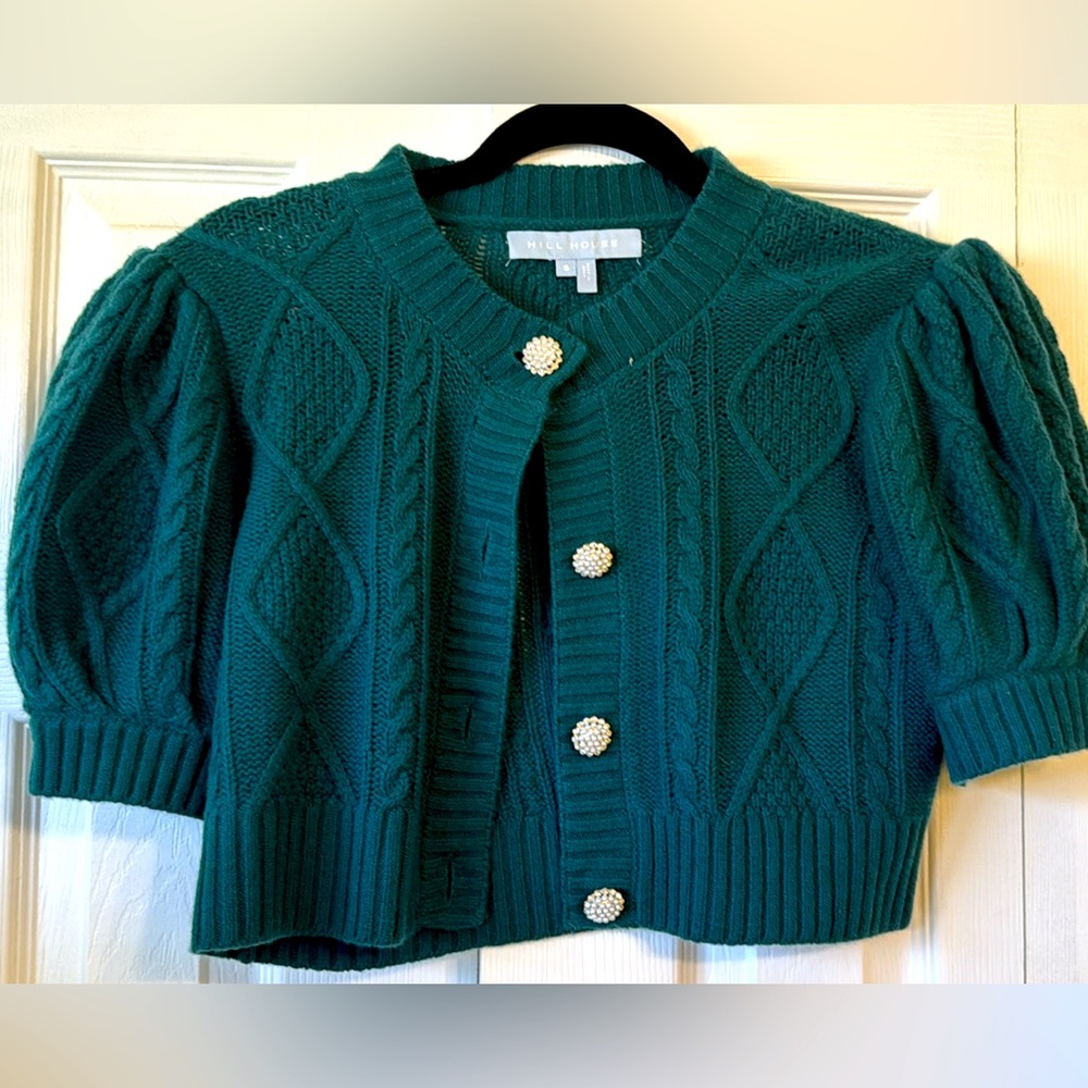 Teal women’s sweater cardigan S Hill House with Eyecatching Buttons